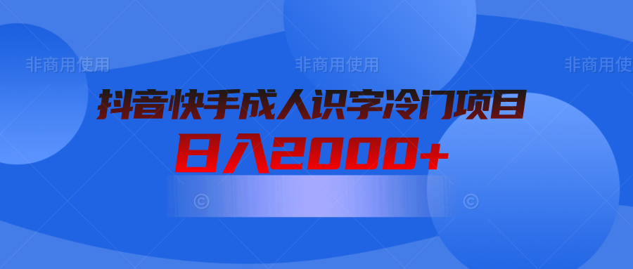 <strong>抖音</strong>快手成人识字冷门项目日入2000+