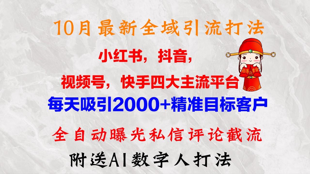 10月最新小红书，<strong>抖音</strong>，视频号，快手四大平台全域引流，，每天吸引2000+精准客户