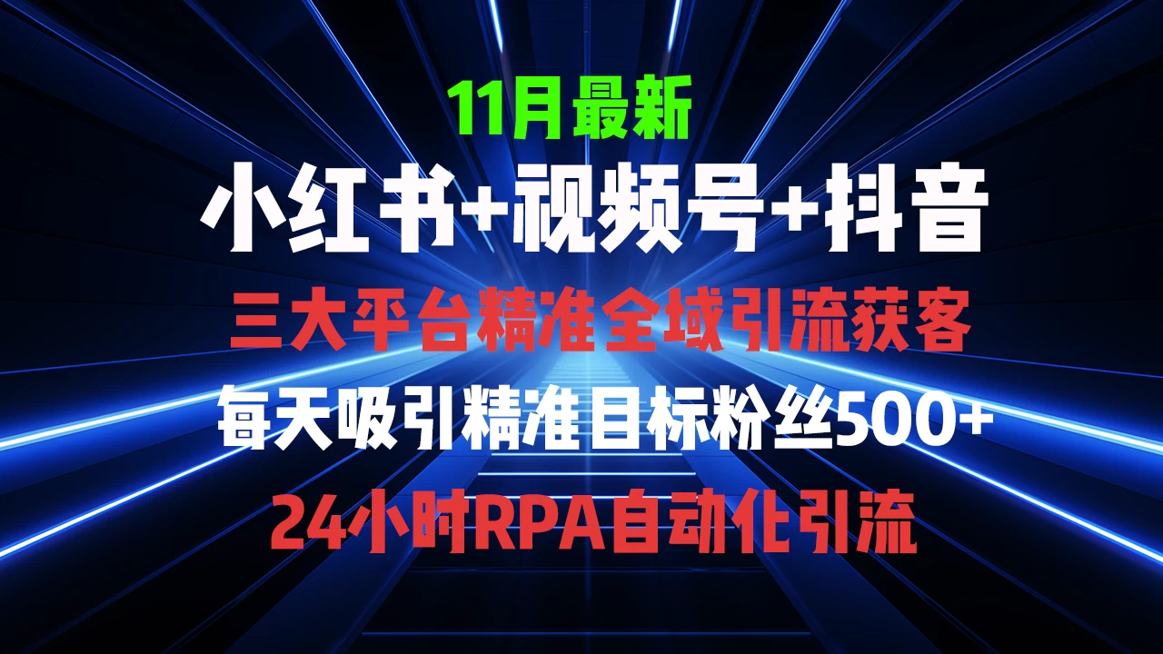 11月最新，全域多平台引流私域打法，小红书，视频号，<strong>抖音</strong>全自动引流获客，截流自热双重赋能。